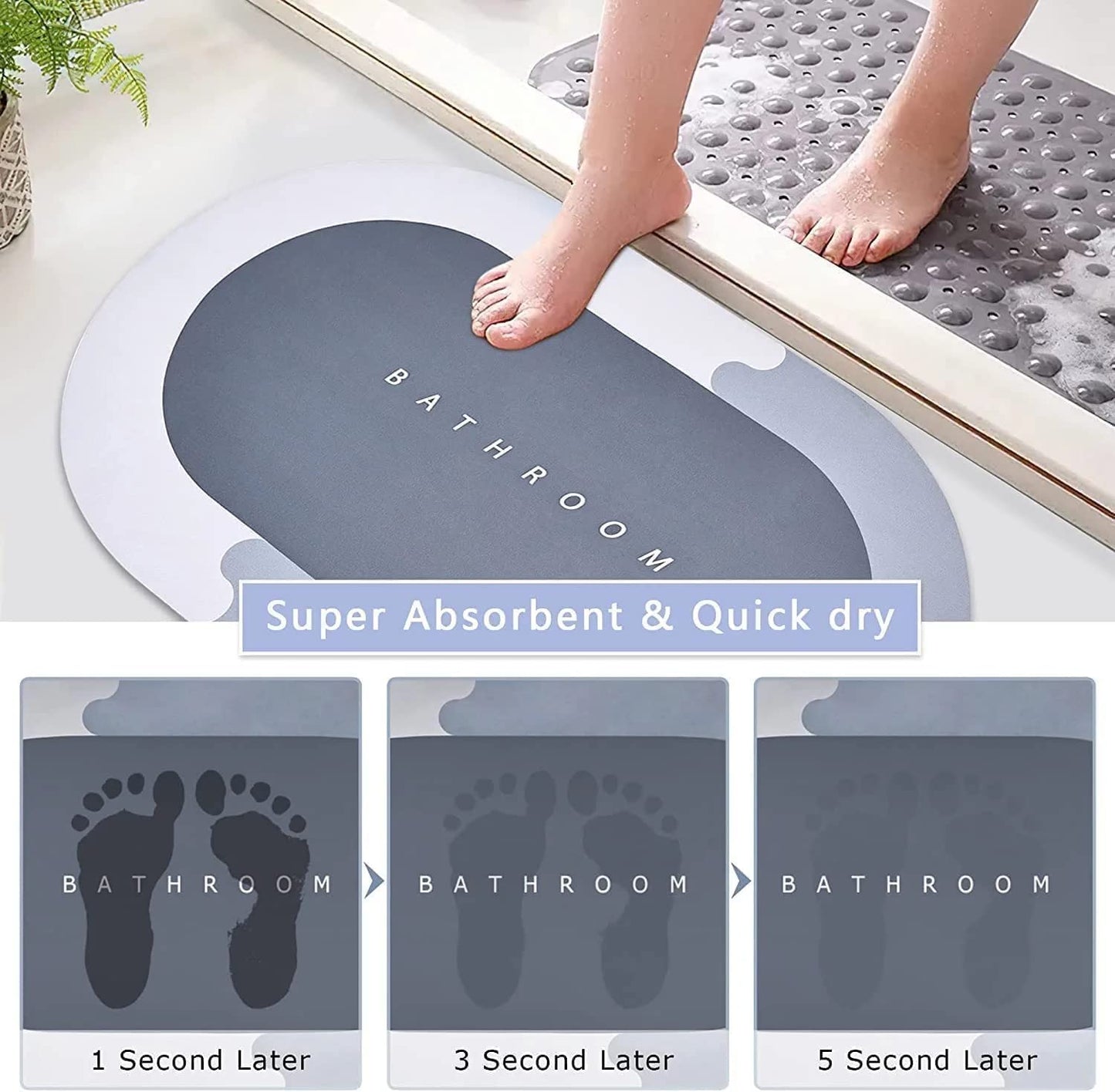 Water Soak Bathroom Mat (Pack Of 2)